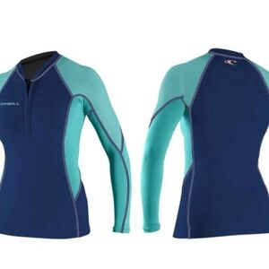 O'Neill "WMS Superlite TB2 L/S Crew" Women's sz 10 Zip Rash Guard Swimming shirt